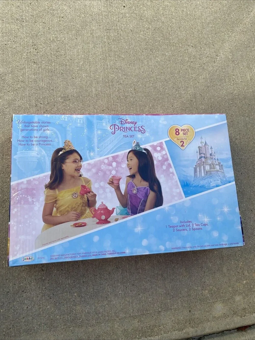 DISNEY PRINCESS GIRLS 8 PC TEA SET SERVICE FOR 2 INORIG PKG TEAPOT CUPS  SAUCERS